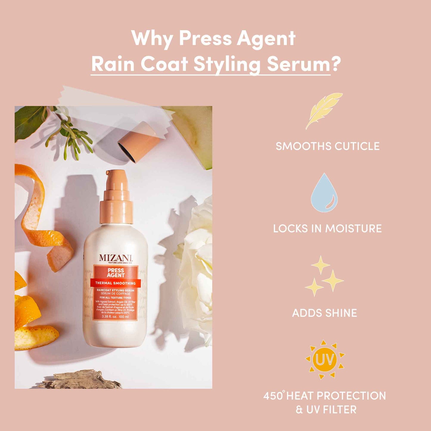 Mizani Press Agent Thermal Smoothing Serum Leave In